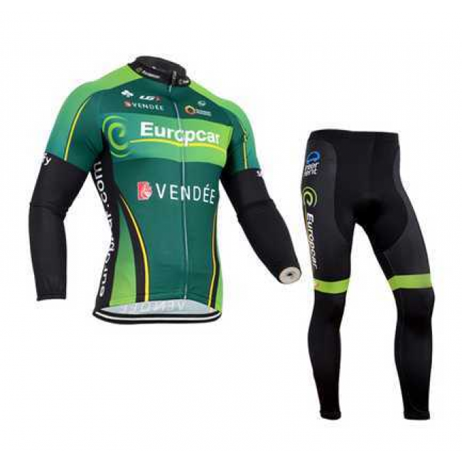 2014 Europcar Fahrradbekleidung Radtrikot Satz Langarm und Lange Radhose grün Schwarz 5L741